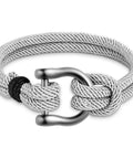 FEGVE Small Titanium Key Ring with Screw Shackle shown as a bracelet in silver with D-ring detail.