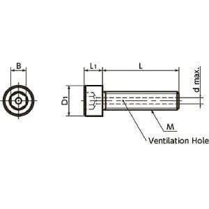 Diagram of SVST-M5-25 NBK Hex Socket Head Cap Vacuum Vented Screws - Ventilation Hole - Titanium M5 length 25mm - Made in Japan