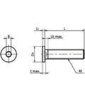 Technical drawing of SSHT-M5-16 NBK Socket Head Cap Screws - Special Low Profile - Pure Titanium - Made in Japan, 1-pack