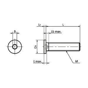 Technical diagram of SSHT-M6-16 NBK Socket Head Cap Screws, Special Low Profile, Pure Titanium, Made in Japan, for automation systems, 1-pack