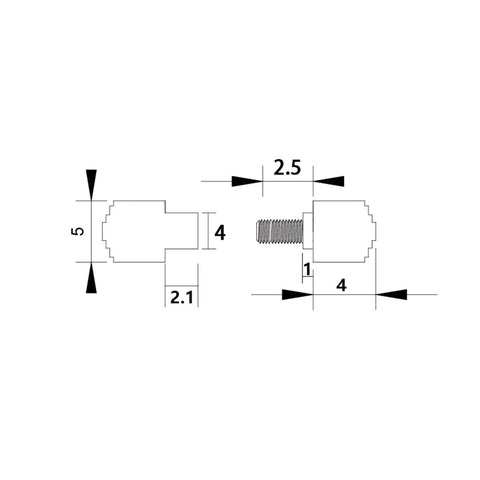 Diagram for ZYAMY 3pcs Thumb Studs, Titanium Screws Replacement Thumb Studs Pocket Blade Screws for 535 Bugout, Blue with measurements.