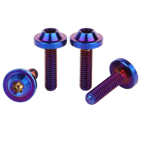 ✝️ UHDFBDHF 4Pcs Titanium Bolt M4x10 15 20mm Button Torx Head Screw for Bicycle Motorcycle (Burnt Blue, M4x15mm)