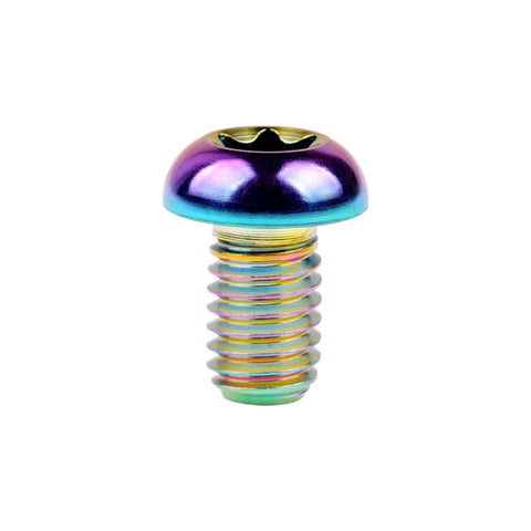 Wanyifa Titanium Button Head Torx M6x10mm Screw in Rainbow for Bicycle Motorcycle Car, close-up view of single piece