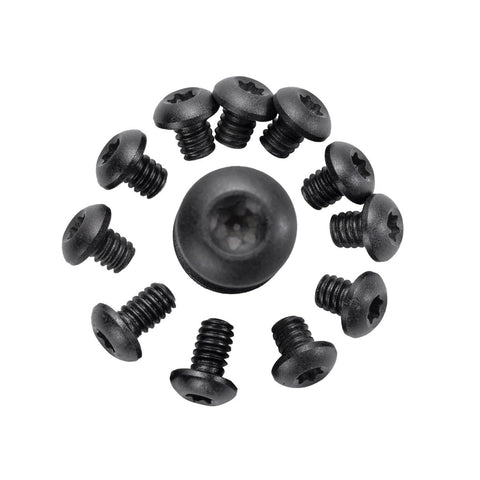 Top view of 26 pcs titanium Torx screw set for Benchmade 535 Bugout knife, showing multiple black screws arranged in a circle.