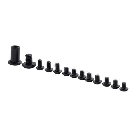 26 pcs titanium Torx screw set for Benchmade 535 Bugout knife, shown in a row, highlighting varied sizes