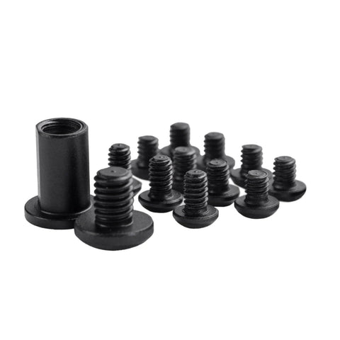 Close-up of 26 pcs titanium Torx screw set for Benchmade 535 Bugout knife, showcasing black hardware components.