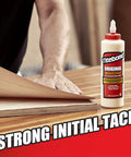 Image of Titebond Original Wood Glue 5063, 8 oz, next to wood surface in use for furniture repair and assembly.
