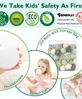 Ball Pit Balls 100 for Toddlers - Green Ball Pit Ball Shapes for Boys Girls Fun, including storage bag and toddler playing.