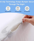Close-up of zipper on 52 Inch Toddler Bed Rail Bumper with anti-slip, machine washable cover, showcasing easy zip removal feature.