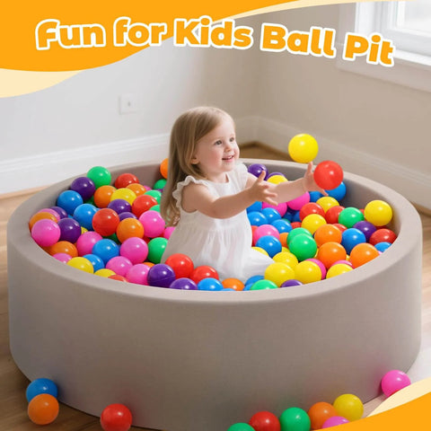 Ball Pit Balls for Toddlers: 50 Colorful Non-Toxic Balls – BPA-Free, Phthalate-Free, in play with child in ball pit