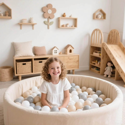 Child playing with Ball Pit Balls for Toddlers Kids Plastic Balls for Ball-Pit Playpen Pool Baby Play Pastel BPA-Free Non Toxic