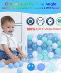 Child playing with Ball Pit Balls for Kids, Plastic Play Balls Blue Balls for Ball Pits, Baby Pool Water Toys, 100pcs with Storage Bag