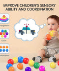 Toddler playing with Ball Pit Balls Plastic Balls for Ball Pit BPA Free Plastic Balls Crush and Smash Proof Ball 100pcs 2.2" Set for Toddlers