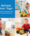 Set of 5 Multi-Colored Replacement Balls for Ball Popper Toys in Assorted Colors - Vibrant and Durable Plastic shown with toddlers playing.