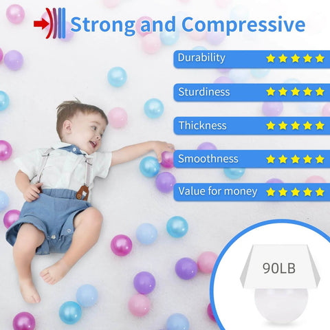 Ball Pit Balls - 100pcs - Crush Proof Plastic Children's Toy Balls Macaron Ocean Balls for Birthday Christmas Parties Games Pool with child playing