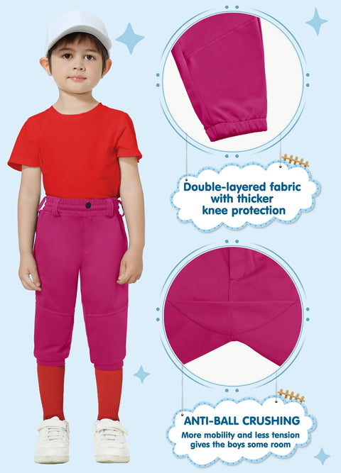 Toddler in MIVEI Pink Knee Length Knicker Baseball Pants for Boys and Girls, elastic hem, ideal for fielding and swinging, size 4T
