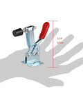 Heavy Duty Toggle Clamp Set 2 Pack With 198 Lb Holding Power Red Horizontal Anti Slip Quick Release Clamps for Woodworking, size shown