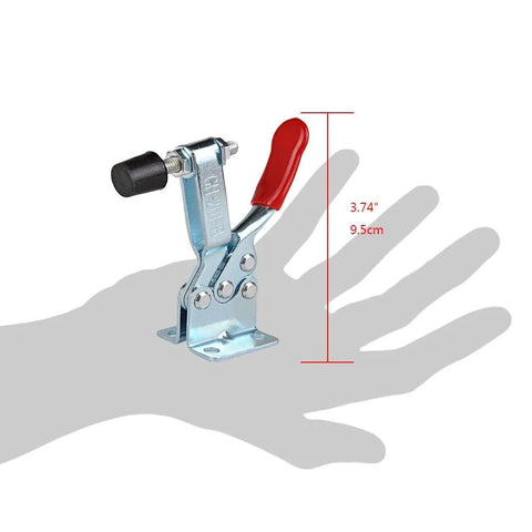 Heavy Duty Toggle Clamp Set 2 Pack With 198 Lb Holding Power Red Horizontal Anti Slip Quick Release Clamps for Woodworking, size shown