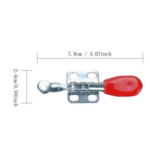 4 Piece Toggle Clamp Set 60 Lbs Holding Capacity 27 Kg 201A Horizontal Quick Release Antislip Hand Tools XRPAOWA Silver Red dimensions