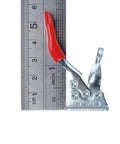 4 Pack Toggle Clamp Set 201A Anti Slip Red Horizontal Hold Down Clamps beside ruler for size reference