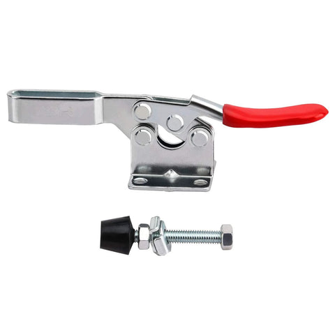Heavy Duty 12 Pack 201B Toggle Clamps For Woodworking, red handle, galvanized iron, 198 lb capacity, quick-release horizontal hand tool clamp