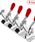Toggle Clamp Hold Down 220 Lbs 4 Pack Antislip Horizontal Quick Release with red handles in carbon steel zinc plated finish