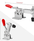 Toggle Clamp Hold Down 220 Lbs 4 Pack Antislip Horizontal Quick Release Carbon Steel Zinc Plated side view with red handle