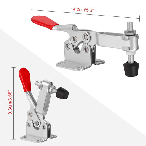 Toggle Clamp Hold Down 220 Lbs 4 Pack Antislip Horizontal Quick Release Carbon Steel Zinc Plated side view with red handle