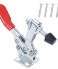 Heavy Duty Hold Down Toggle Clamp For Woodworking And Metalworking 500 Lb Capacity with red handle and screws by Sajosolid