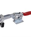 Heavy Duty Toggle Clamps 6 Pack 225D With 500Lbs Holding Capacity, zinc-coated steel, shown with red handle and horizontal latch.