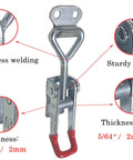 Heavy Duty Toggle Clamp Latch 4001 Style With 150 Kg 330 Lb Holding Capacity Adjustable Pull Action Latch Hardware For Smoker Lids Toolbox Case And Trunk Applications Four Inch Silver shown in close-up view