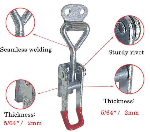 Heavy Duty Toggle Clamp Latch 4001 Style With 150 Kg 330 Lb Holding Capacity Adjustable Pull Action Latch Hardware For Smoker Lids Toolbox Case And Trunk Applications Four Inch Silver shown in close-up view