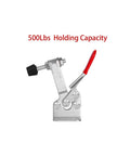 Toggle Clamp Hold Down 220 Lbs 4 Pack Antislip Horizontal Quick Release Carbon Steel Zinc Plated with red handle close-up