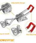 Four Pack Toggle Clamps With 220 Lb Holding Power And 4001 Adjustable Pull Action Latch for doors, cabinets, and tool boxes demo image