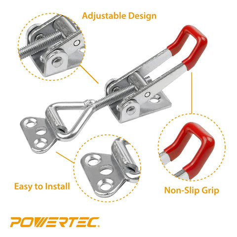 Four Pack Toggle Clamps With 220 Lb Holding Power And 4001 Adjustable Pull Action Latch for doors, cabinets, and tool boxes demo image