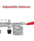 Heavy Duty Toggle Clamp 225D 500 Lb Holding Capacity Quick Release Horizontal Hold Down Clamp showing adjustable distance
