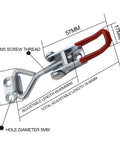 Heavy Duty Toggle Clamp Set MIKMAYTOO 4001 Quick Release Pull Latch With 150 Kg Holding Capacity, dimensions labeled