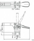 Technical drawing of Heavy Duty Four Pack Quick Release Toggle Clamp Set With Rubber Pressure Tip 198 Lb Holding Capacity For Woodworking