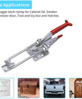 Heavy duty toggle clamp latch holds up to 2000 lbs, crafted from 4mm cold rolled steel with galvanizing for corrosion resistance