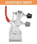 Adjustable height feature of 12 Pack 201B Toggle Clamps For Woodworking And Metalworking With Quick Release, Pro Grade 200 Lbs Holding Capacity, Rubber Pressure Tips.