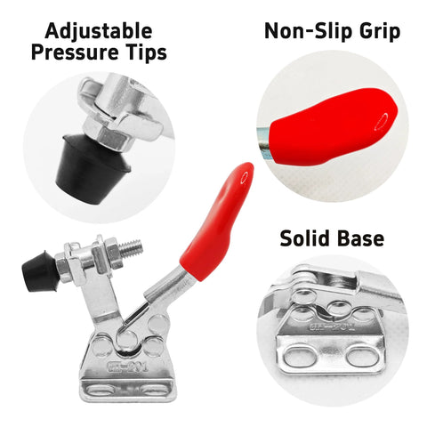 Durable 60 Lb Holding Toggle Clamp Kit For Woodworking And Welding With Anti Slip Horizontal Quick Release features