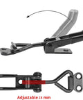 Side view and close-up of Six Pack Toggle Clamp Latch Set 220 Lbs Capacity Adjustable Quick Release Hasp Clamps Black Metal For Cabinets