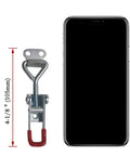 Heavy Duty Toggle Clamp Latch 4001 Style With 150 Kg 330 Lb Holding Capacity Adjustable Pull Action Latch Hardware For Smoker Lids Toolbox Case And Trunk Applications Four Inch Silver next to smartphone