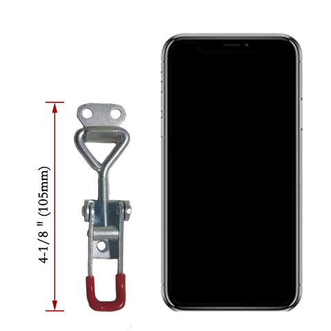Heavy Duty Toggle Clamp Latch 4001 Style With 150 Kg 330 Lb Holding Capacity Adjustable Pull Action Latch Hardware For Smoker Lids Toolbox Case And Trunk Applications Four Inch Silver next to smartphone