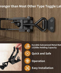 Heavy Duty Toggle Clamp Latch Set 1320 Lb Capacity 4003 Style Quick Release Hasp in black metal installed on wood surface