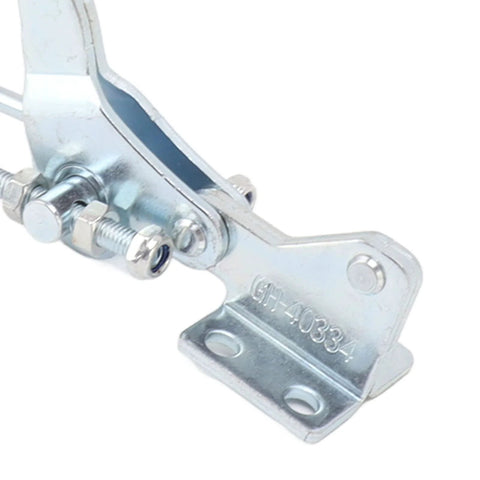 Close-up side view of Heavy Duty Toggle Clamp Latch With 90 Degree Adjustable Pull And Quick Release Hasp For Secure Fastening On Smokers.
