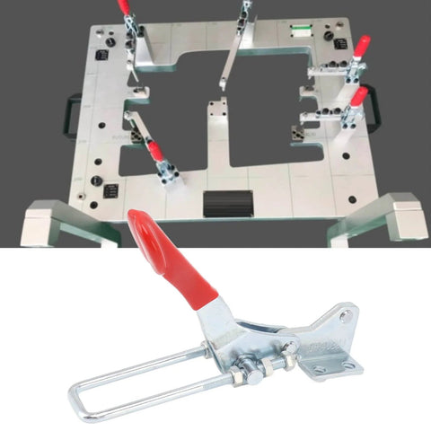 Heavy Duty Toggle Clamp Latch with 90 Degree Adjustable Pull and Quick Release Hasp for Secure Fastening on Smokers, iron body on metal fixture