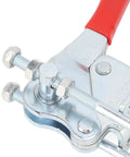 Close-up of Heavy Duty Toggle Clamp Latch With 90 Degree Adjustable Pull and Quick Release Hasp for secure fastening on smokers.