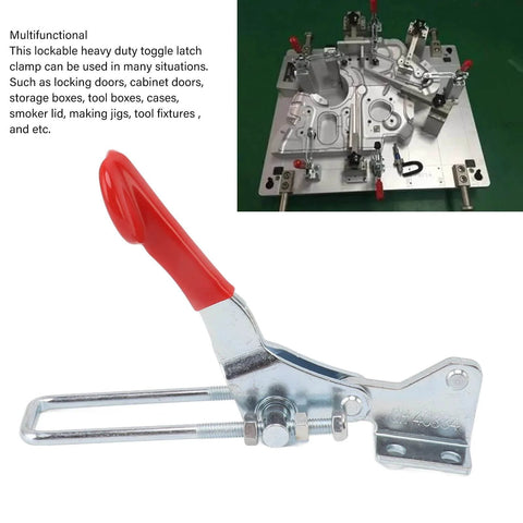 Heavy Duty Toggle Clamp Latch With 90 Degree Adjustable Pull And Quick Release Hasp for secure fastening on smokers, close-up view