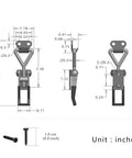 Technical drawing of Six Pack Toggle Clamp Latch Set 220 Lbs Capacity Adjustable Quick Release Hasp Clamps Black Metal For Cabinets